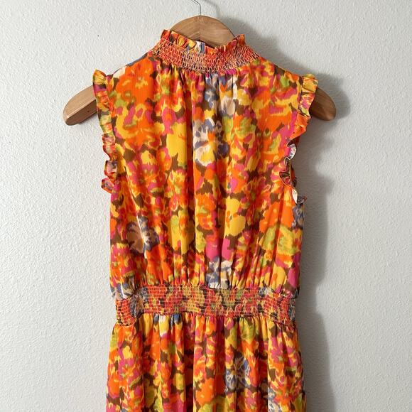 J. Crew Orange Sleeveless Smocked Mock Neck Midi Dress Women's Size Medium NEW - Picture 8 of 14